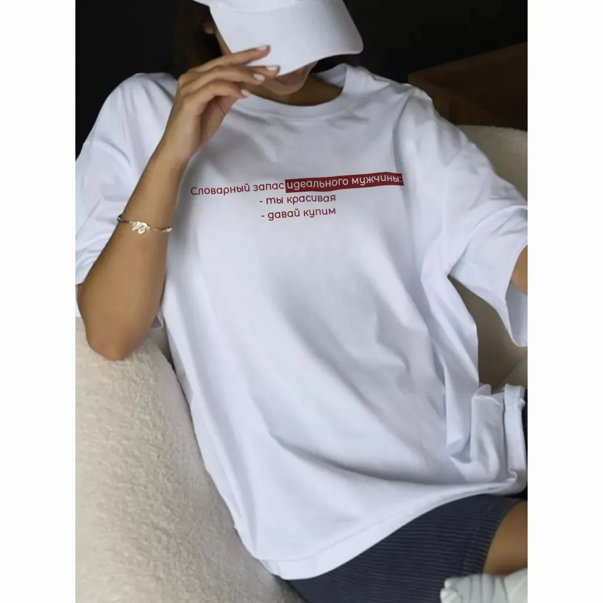 

Laid-back Style Ins High Street Loose and Versatile Stylish Top with Printed American Retro Personality Pure Cotton T-shirt