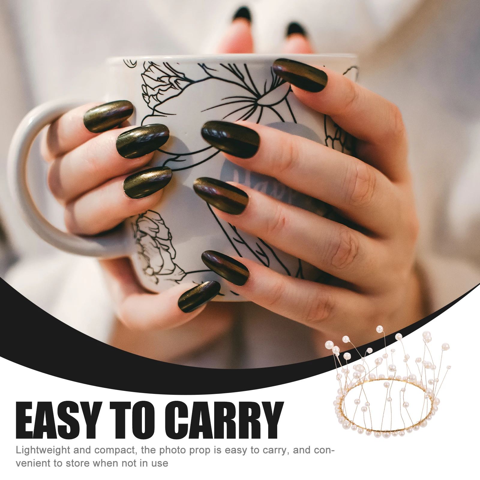 

2pcs Pearl Circle Photo Props Nail Art Jewelry Photography Decorative Round Fishing Net Design Lightweight for Photoshoot