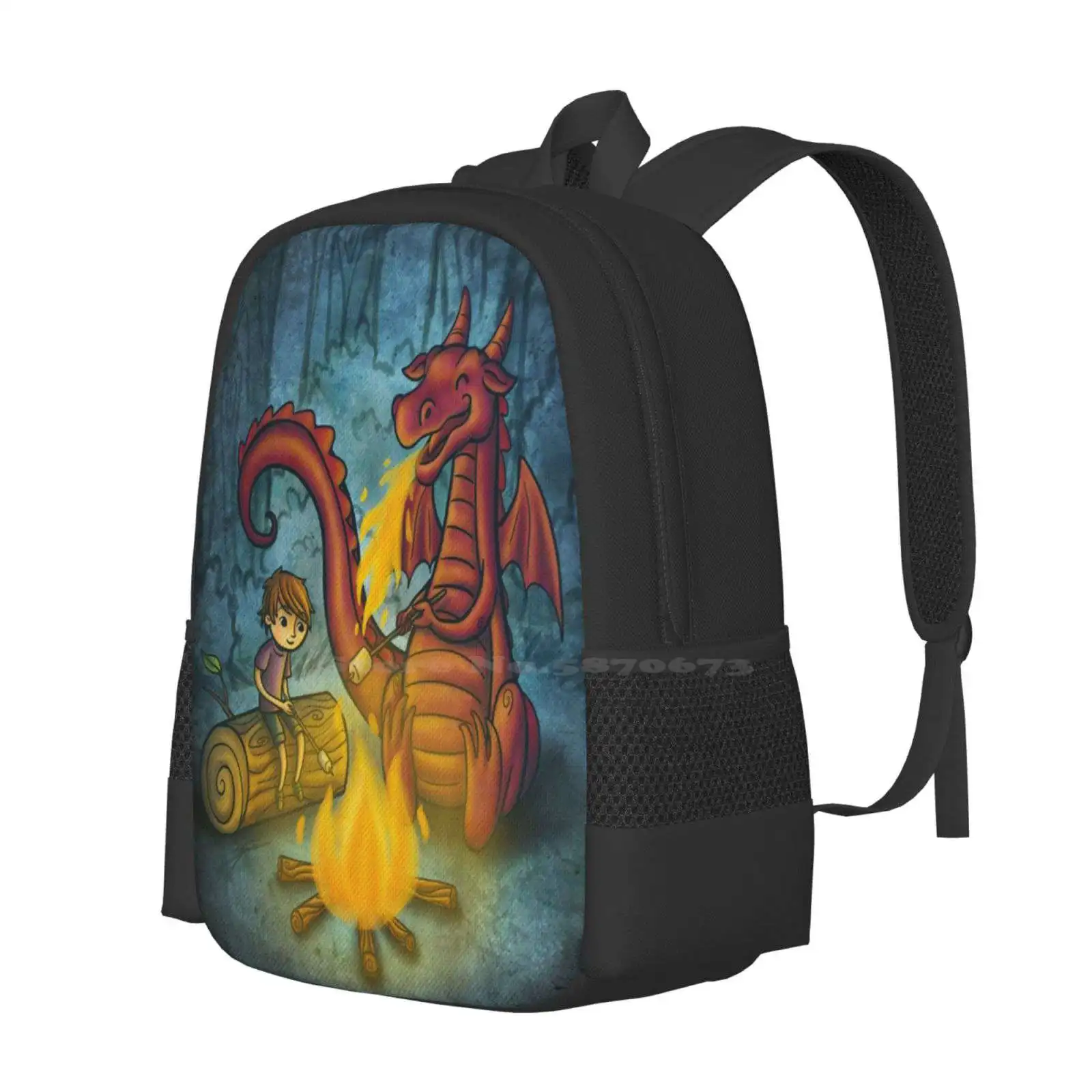 Campfire Marshmallows Hot Sale Schoolbag Backpack Fashion Bags Dragon Boy Child Kid Friend Mythical Creature Monster Campfire