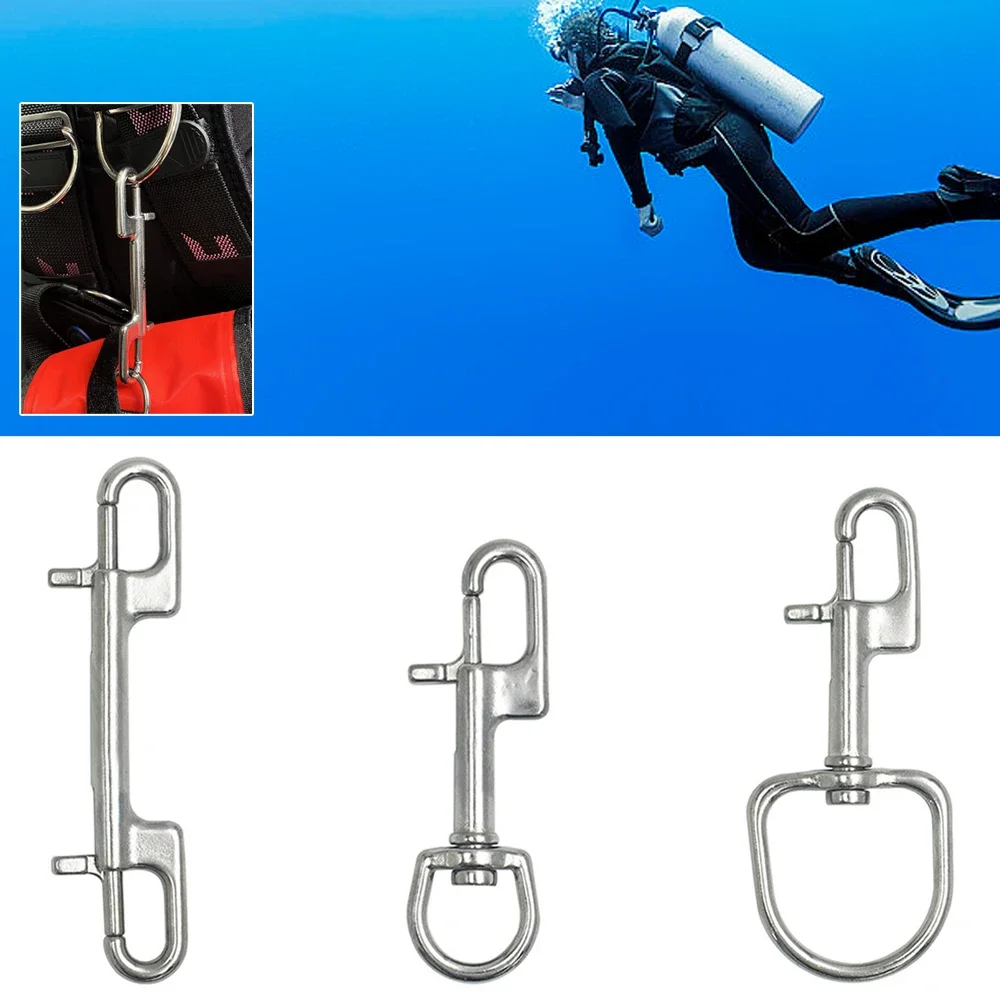 1PC 316 Stainless Steel Swivel Eye Bolt Spring Snap Hook Double Head Hook Marine Diving D Ring Snap Hooks With Swivel