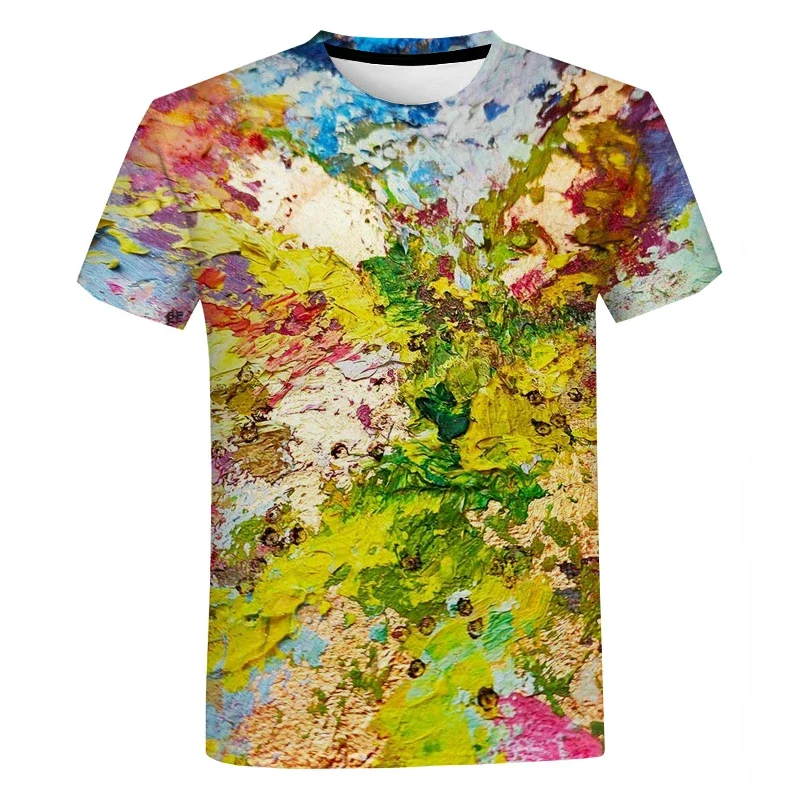 

Y2K Summer Men Clothing Paint Splatter Tie-dye Graphics T-Shirts Casual Oversized T Shirt Fashion Harajuku Streetwear Tops Tees