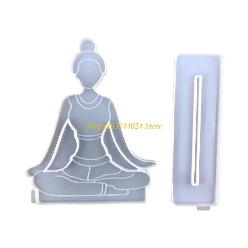 

N5KE Silicone Mold Yoga Girl Epoxy Casting Mold & Yoga Mat Mold
