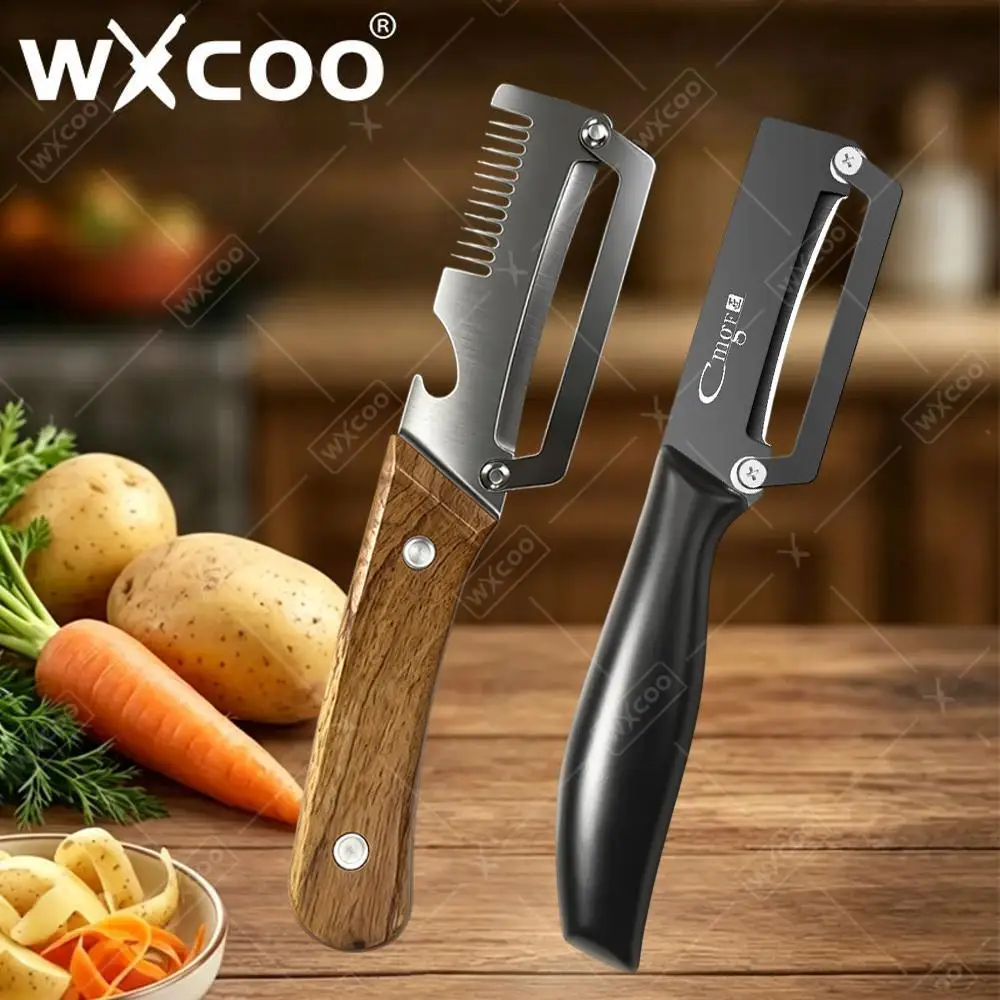Descascador de Aço Inoxidável para Cozinha, Ferramenta Específica para Cortar e Descascar Frutas, Abridor de Garrafas