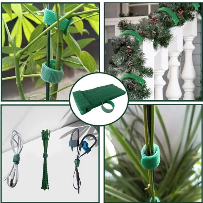 50/100 Stück Nylon-Pflanzenbinder, verstellbarer Klettverschluss, wiederverwendbar, rutschfest, für Gartenpflanzen, Stützband, Heim-Gartenzubehör – Detail 4