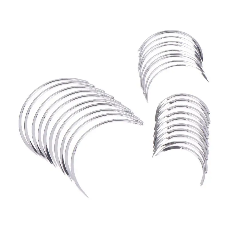 6/10 Stück chirurgisches Nahtwerkzeug, langlebiges Metall, 1/2-Ecknadel, Doppel-Augenlid, wissenschaftliches DIY-Zubehör – Detail 1
