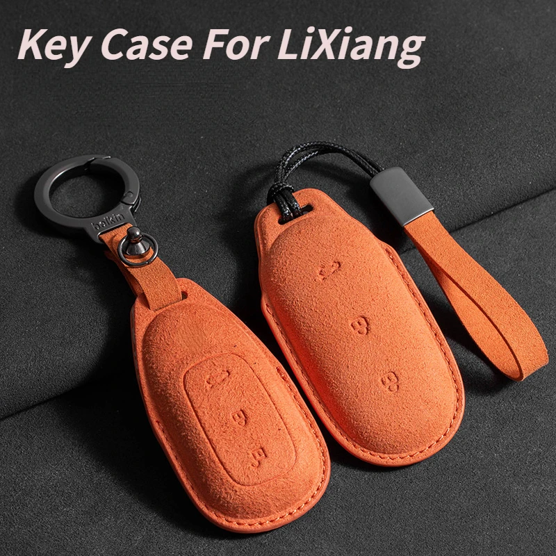 

Car Remote Key Case Cover for Leading Ideal One Li Auto L9 for Li Lixiang L6 L7 L8 Protector Key Shell Fob Suede Keychain