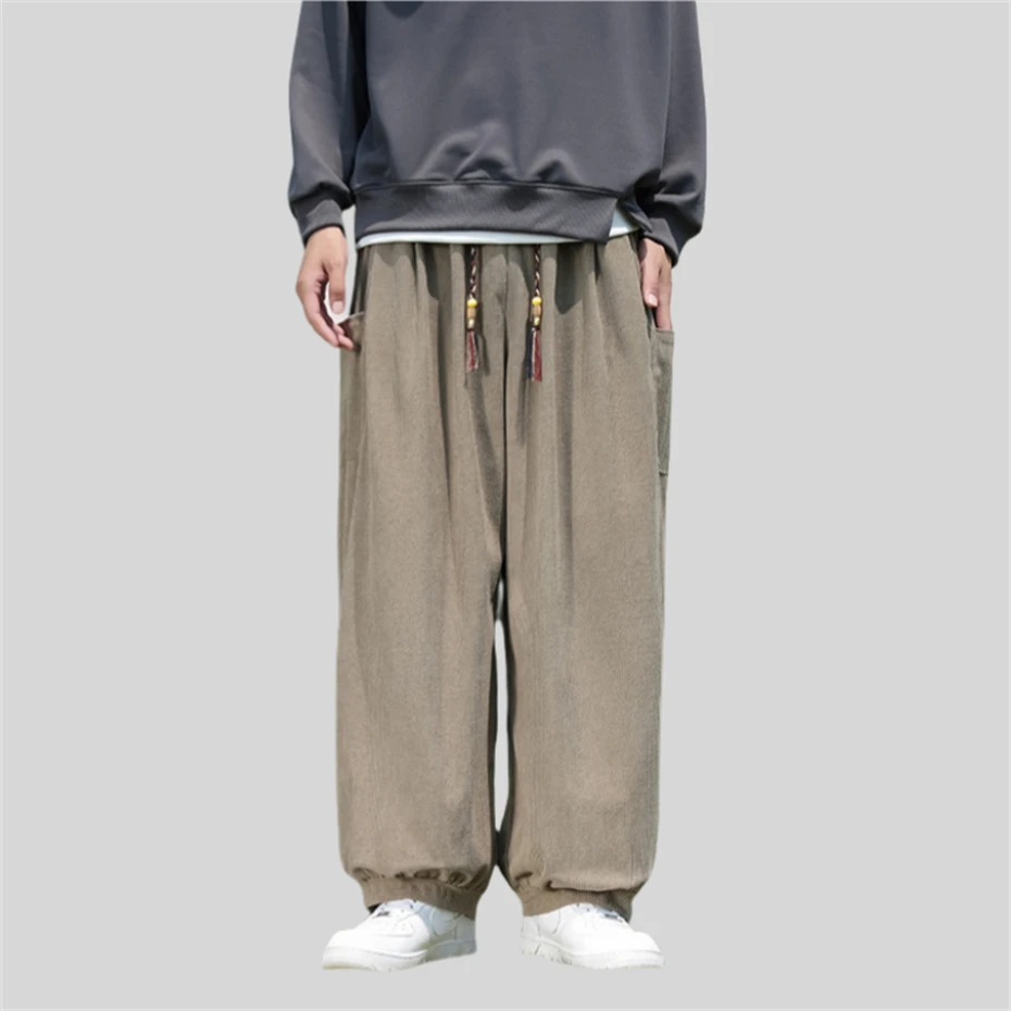 Plus Size Ankle Length Pants Mens Corduroy Pant Men Harajuku Loose Casual Pant Pocket Design Pencil Pants Male Spring Autumn 5XL