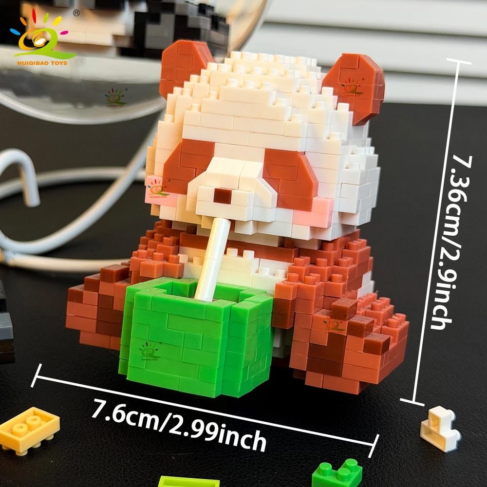 HUIQIBAO Mini Cute Panda Mouse Micro Building Blocks 3D Animal Diamond Model Bricks DIY City Construction Toys for Adult Gift - view 6