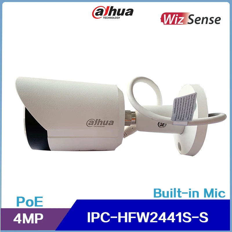 Dahua IPC-HFW2441S-S 4mp Ir Fixed-Focal Bullet Wizsense Netwerkcamera Ingebouwde Microfoon