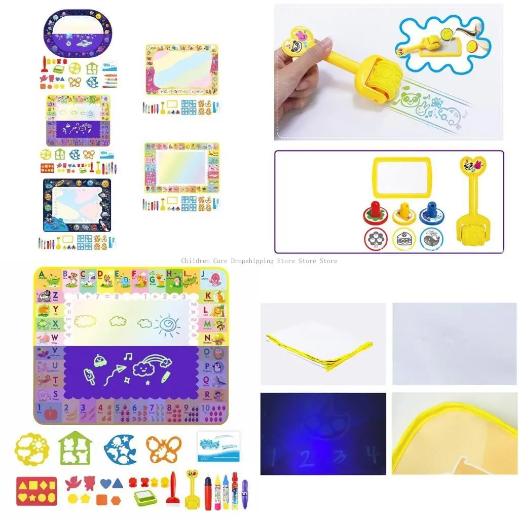 Water Doodle-Mat voor kinderen No-Trace Watertekenmat Watercanvas met sjabloon Watermarkers Kinderen Schilderen Speelgoedcadeau