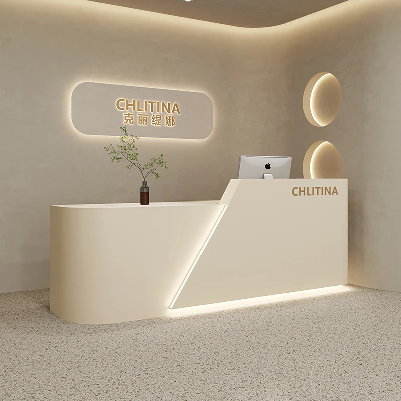 Luxury Reception Desks Nordic Cream Style Outfit Shop Checkstand Shop Counter Beauty Salon Office Furniture Приемный Стол FYRD