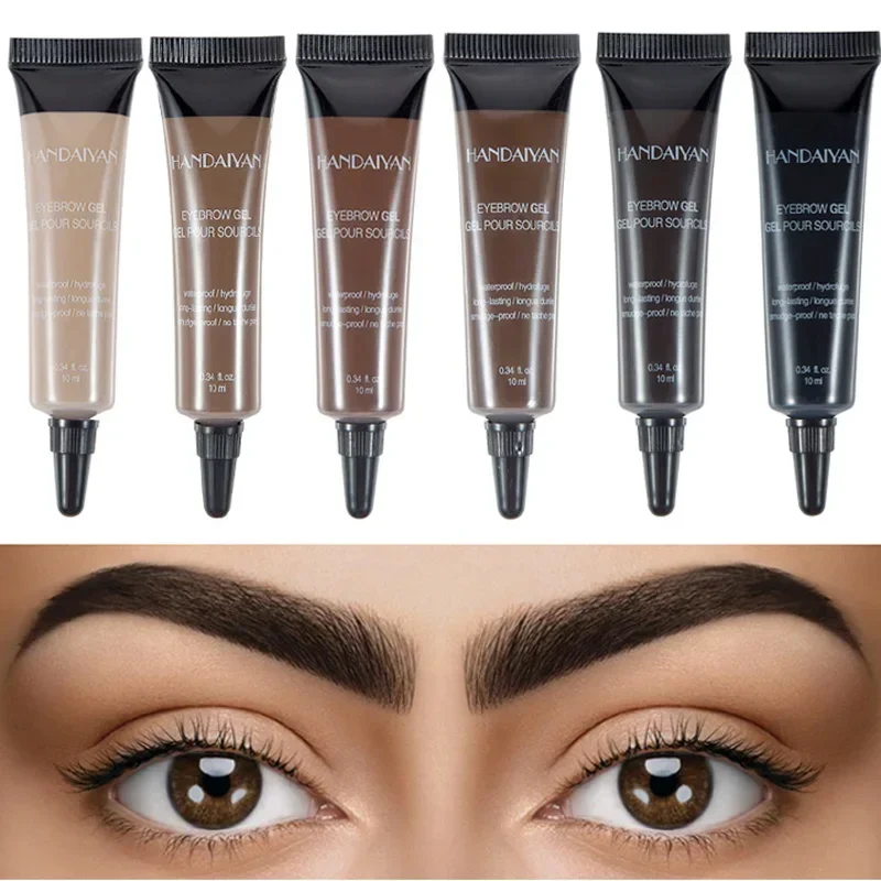 Black Brown Liquid Eyebrow Cream Long Lasting Natural Brow Dye Tattoo Tint Waterproof Eyebrow Gel Cosmetic Women Make Up 6Colors