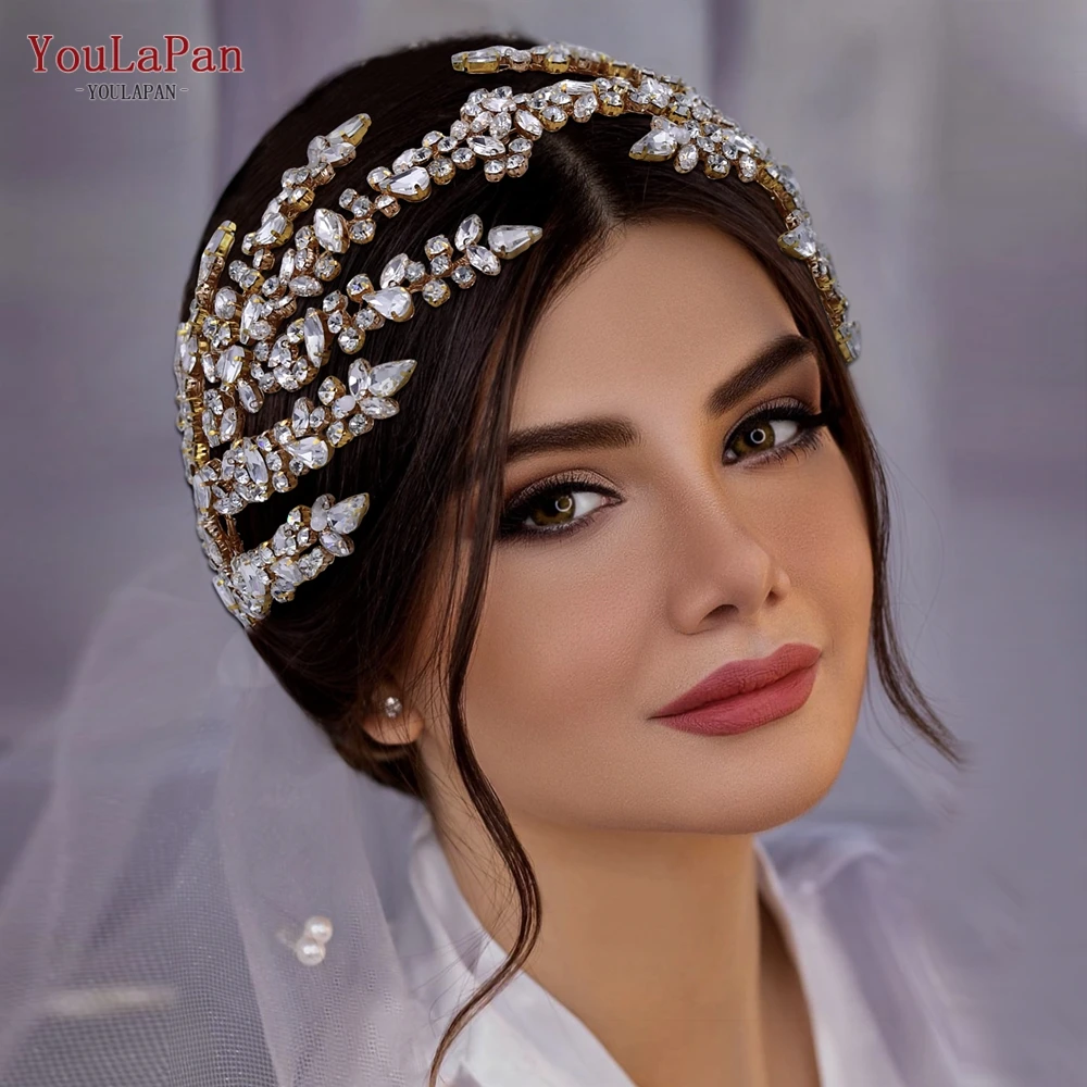 YouLaPan HP437 Luxury Bridal Headband Wedding Hair Jewelry Ornament Women Headdress Pageant Crown Shiny Full Rhinestone Headwear