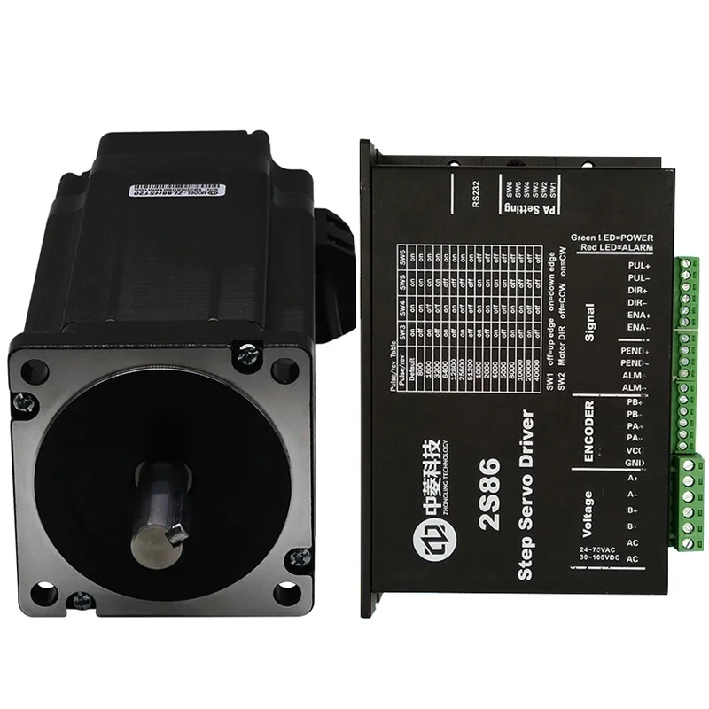 Nema 34 86mm 12Nm 7A Hybrid Closed Loop Stepper Servo Motor and Driver Kit for Laser Cutting Machine CNC Router Equipment