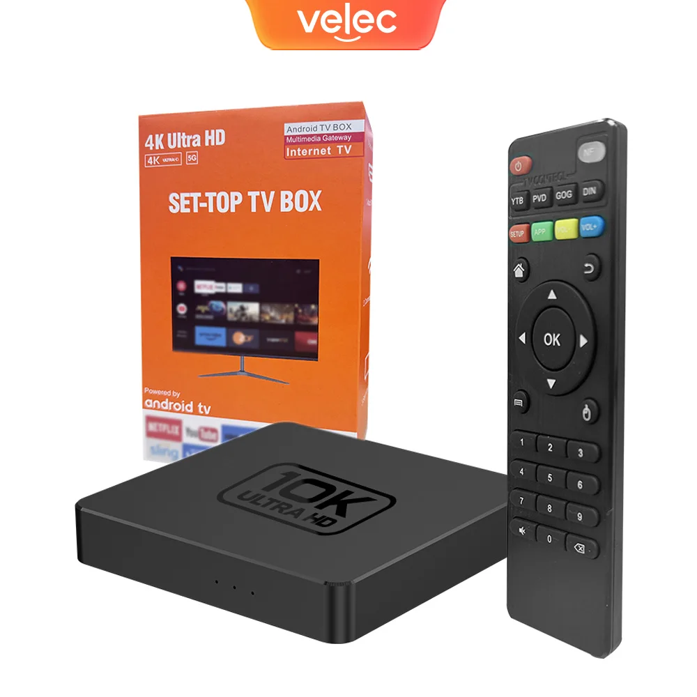 

Медиаплеер Velec Smart Box 4K с поддержкой декодирования видео, Android 14, 8+128 ГБ, HD, совместим с Netflix и YouTube для домашних развлечений
