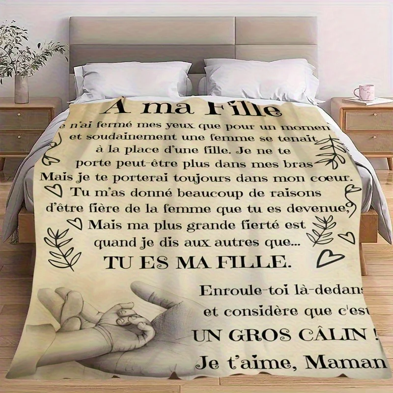 Personalized Mother Daughter Blanket Name French Love Message Soft Fleece Throw Gift Home Decor Family Theme