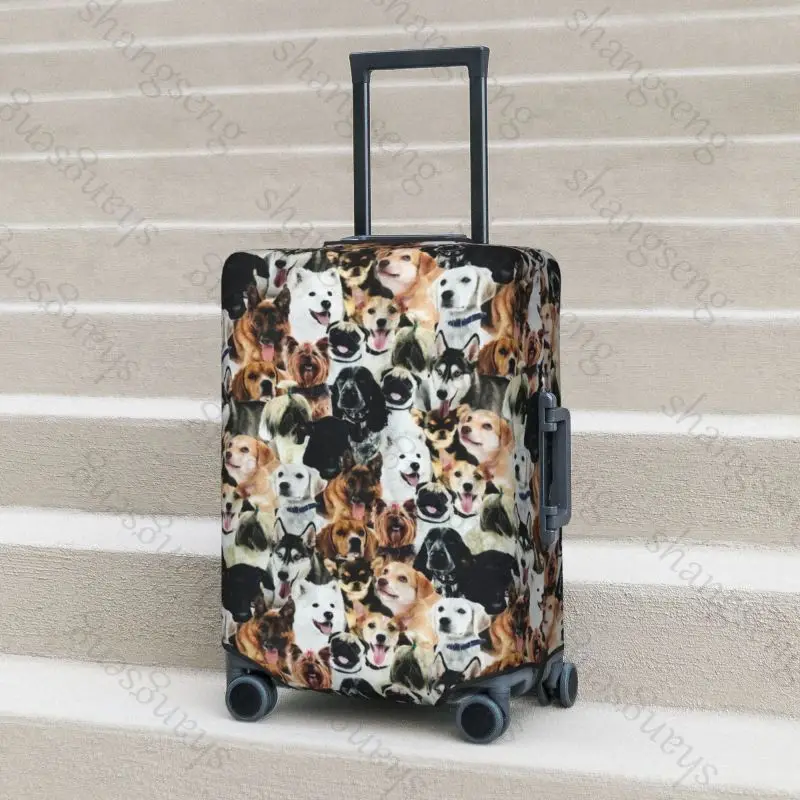 Seamless doodle dogs and cats Thicken Luggage Cover Elasticity Trolley dust cover Suitcase Protection Cover Suitcase Case