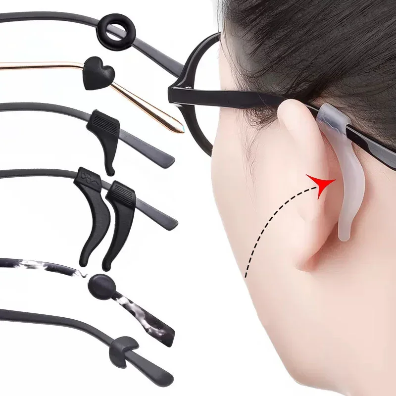 Manchon d'oreille en silicone anti-chute, crochet d'oreille anti-chute, fixation rapide, accessoires de lunettes, support de jambe de lunettes