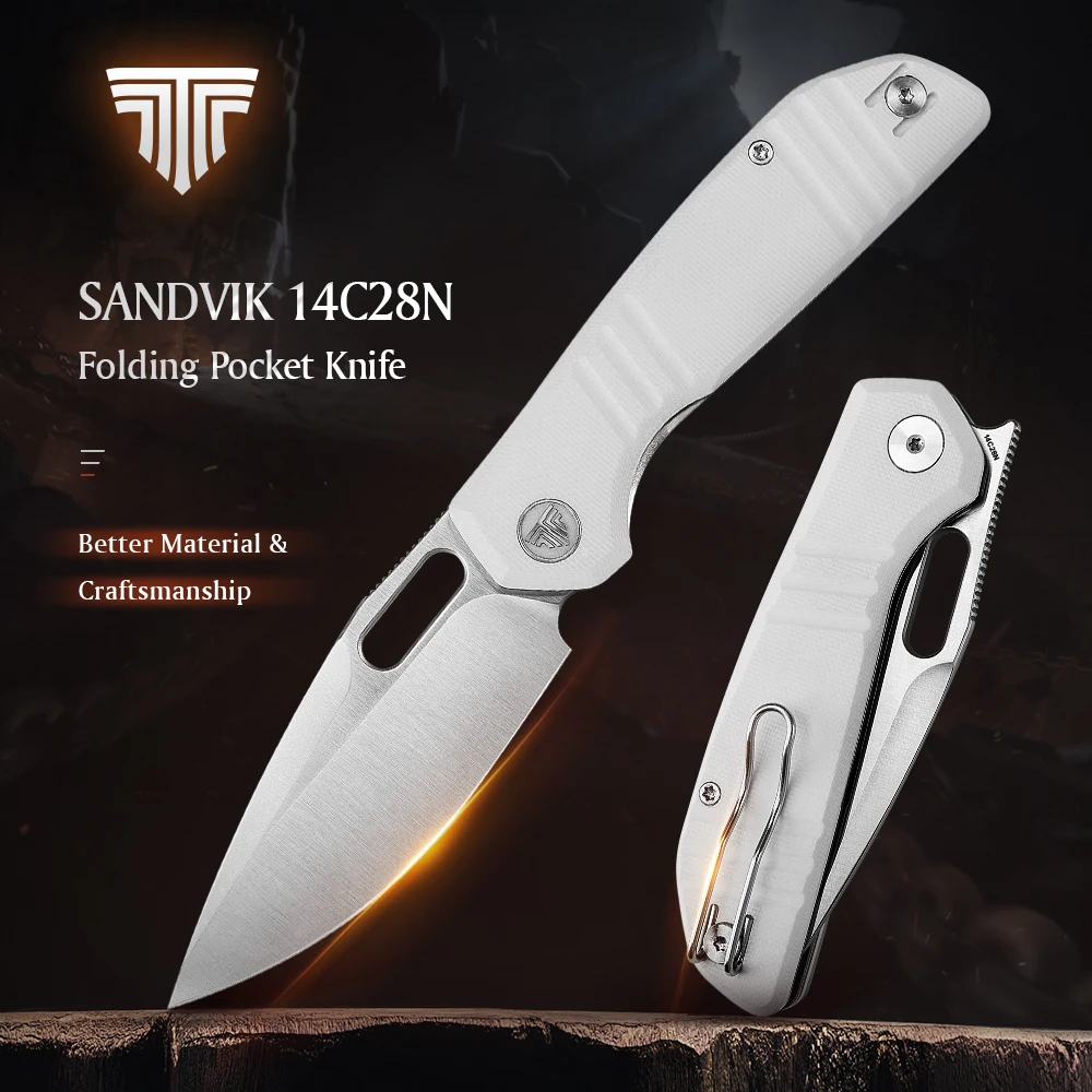

TRIVISA Pocket Folding Gecko Knife 14C28N Blade G10 Micarta Handle Tactical Survival Camping Outdoor edc Tool navaja нож