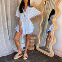Lamuusaa Vacation Playsuit Women Summer Clothes Boho Graphic Print Single Breasted Short Sleeve Shorts Jumpsuit y2k Streetwear - Image 3