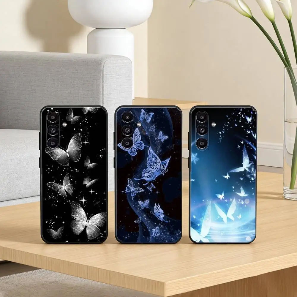 G-Glow in the dark B-butterfly Phone Case For Samsung Galaxy A20,21s,22,31,32,52,53,72,73,80,91 Soft Black Shell