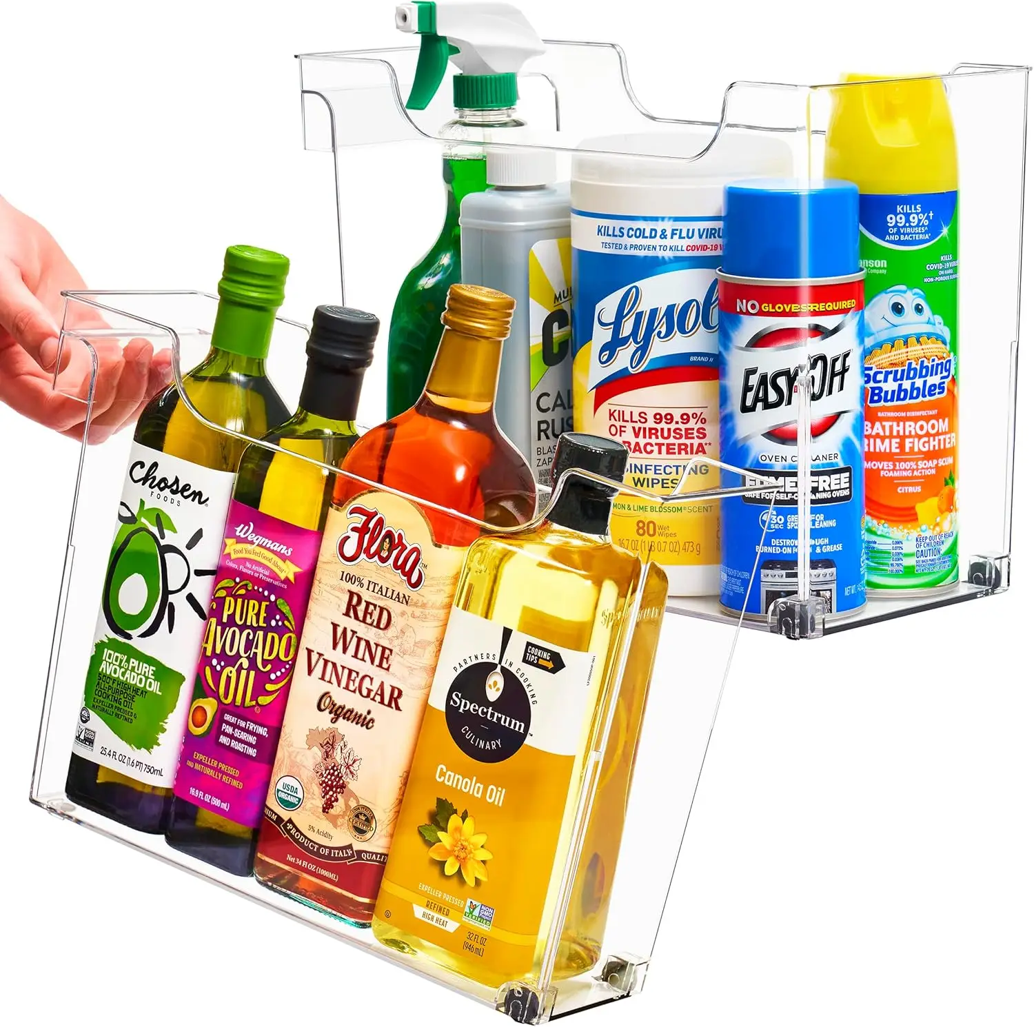 

Rolling Storage Bins with Wheels and Handles - Clear Plastic Organizers for Kitchen, Pantry, Laundry Room