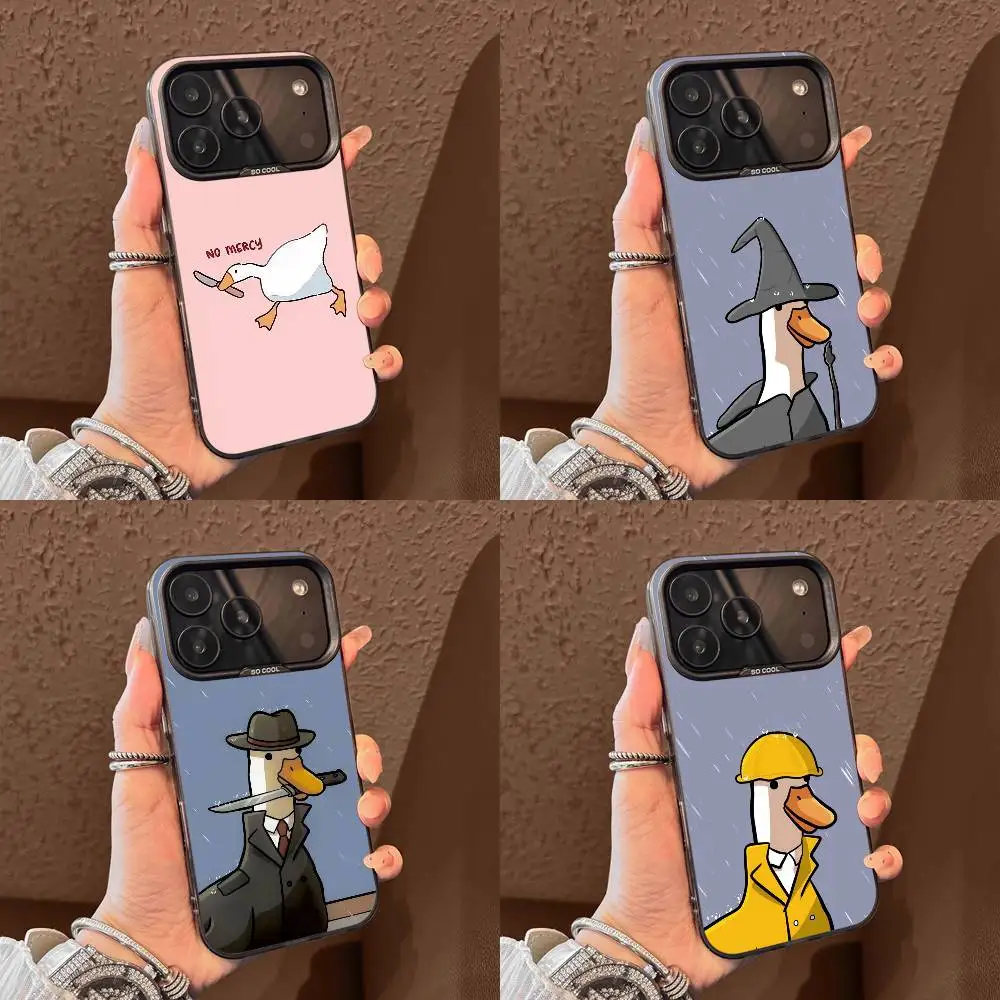 

Cartoon Goose Duck Phone Case For iPhone 17,16,15,14,13,12,11,Pro,Max,Plus,E,Air,Mini Black Tpu Cover