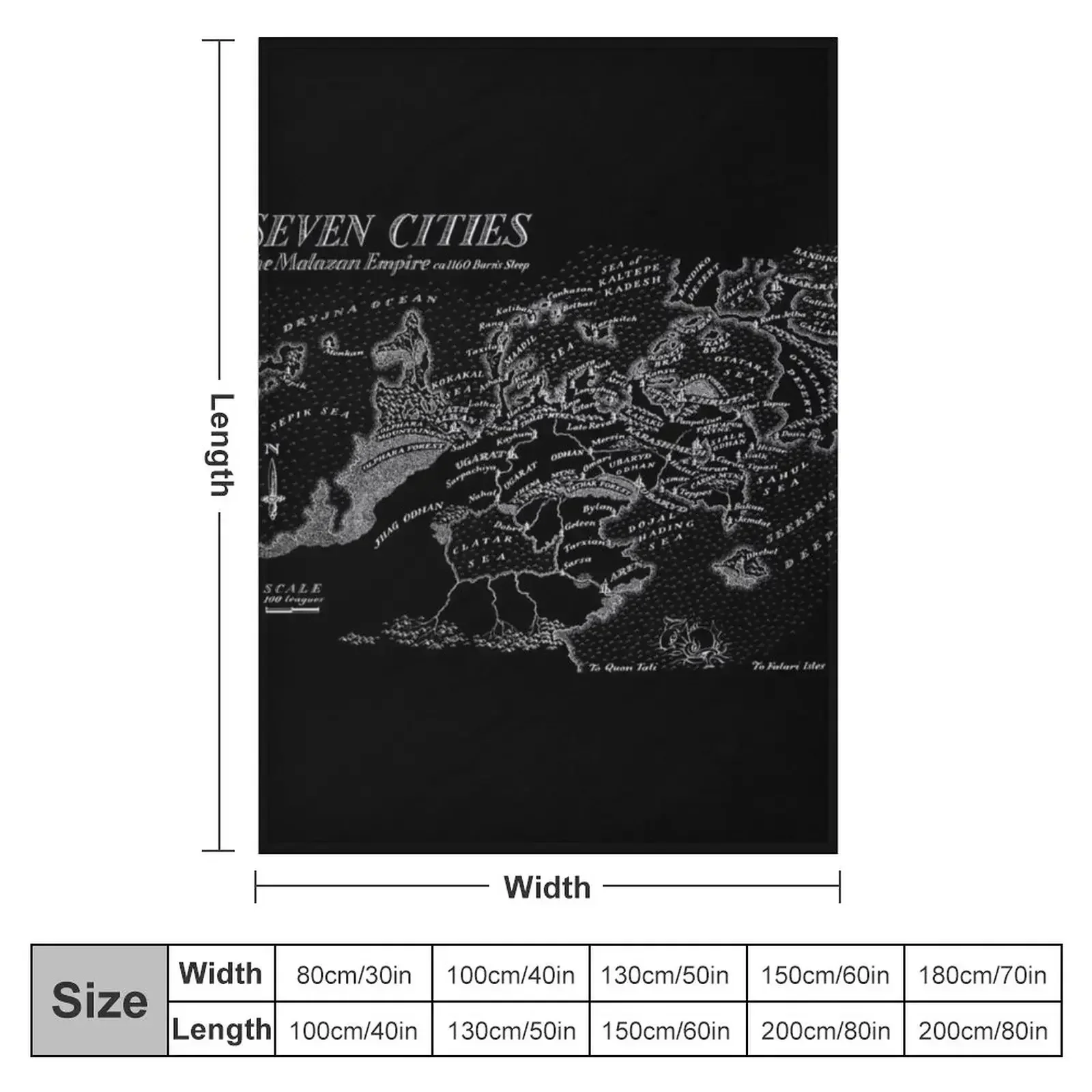 Malazan Seven Cities Map White Design Throw Blanket Weighted Decorative Throw Tourist warm winter Blankets