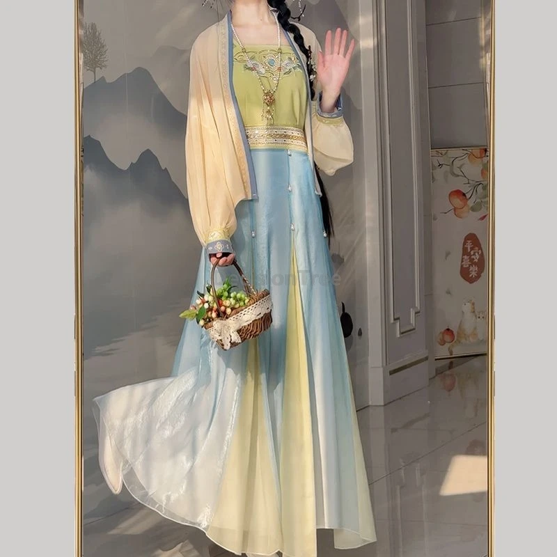 

2025 song made improved daily hanfu set vintage han element chinese hanfu sweet lively youth temperament ancient style clothing