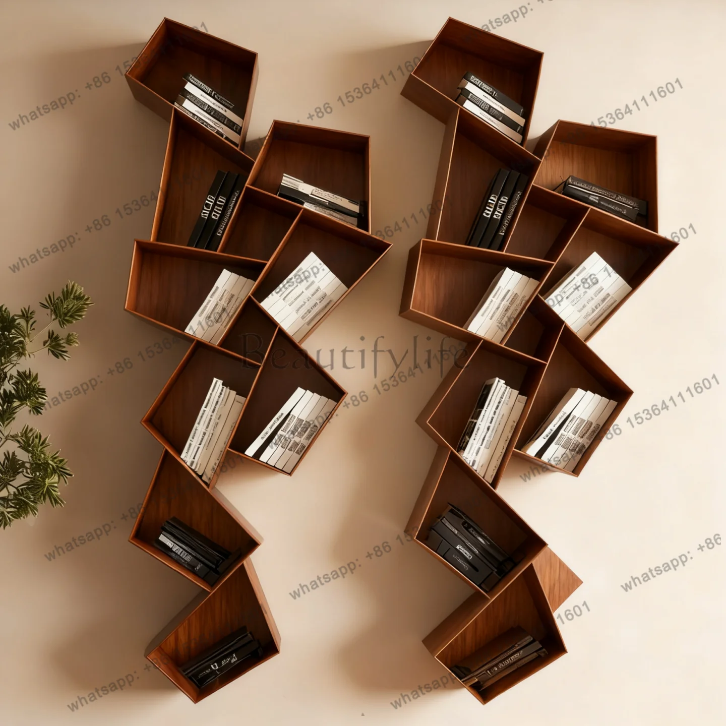 Creative wall-mounted paint household special-shaped small bookcase living room storage art background decorative rack