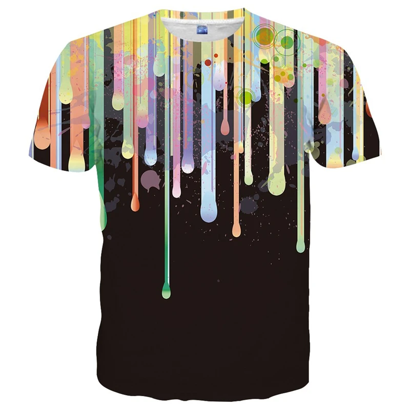 Summer Short Sleeve Man T-shirt Men Fashion Casual Breathable Tee Top 3d Printed Color Graffiti Graphic T Shirts Streetwear Top