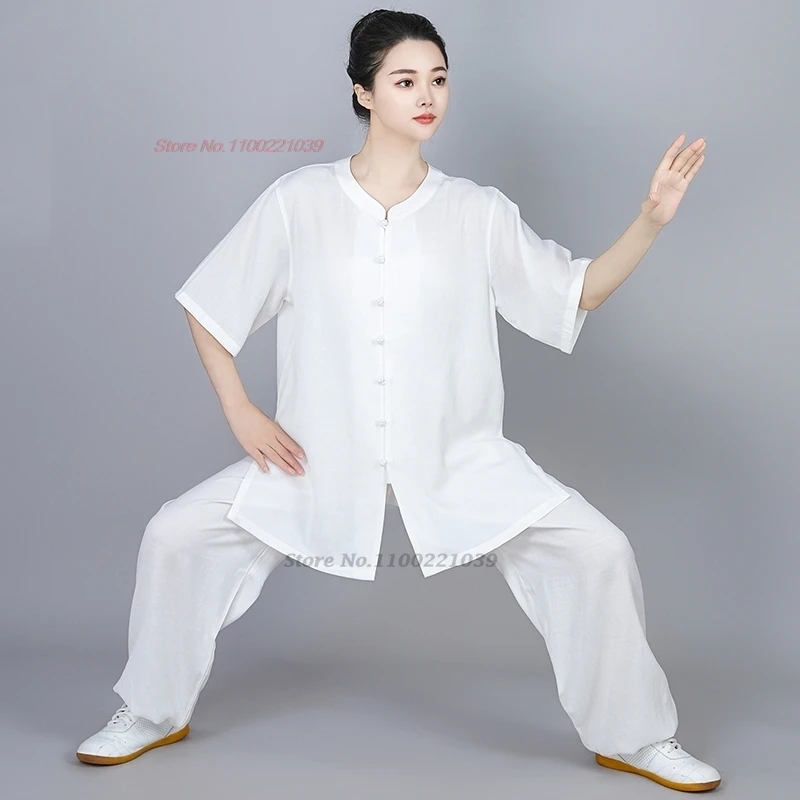 Ensemble de kung fu chinois, tai chi et pantalon en coton et lin, uniforme de sport, exercice d'entraînement, arts martiaux, Wushu Wing Chun, 2024