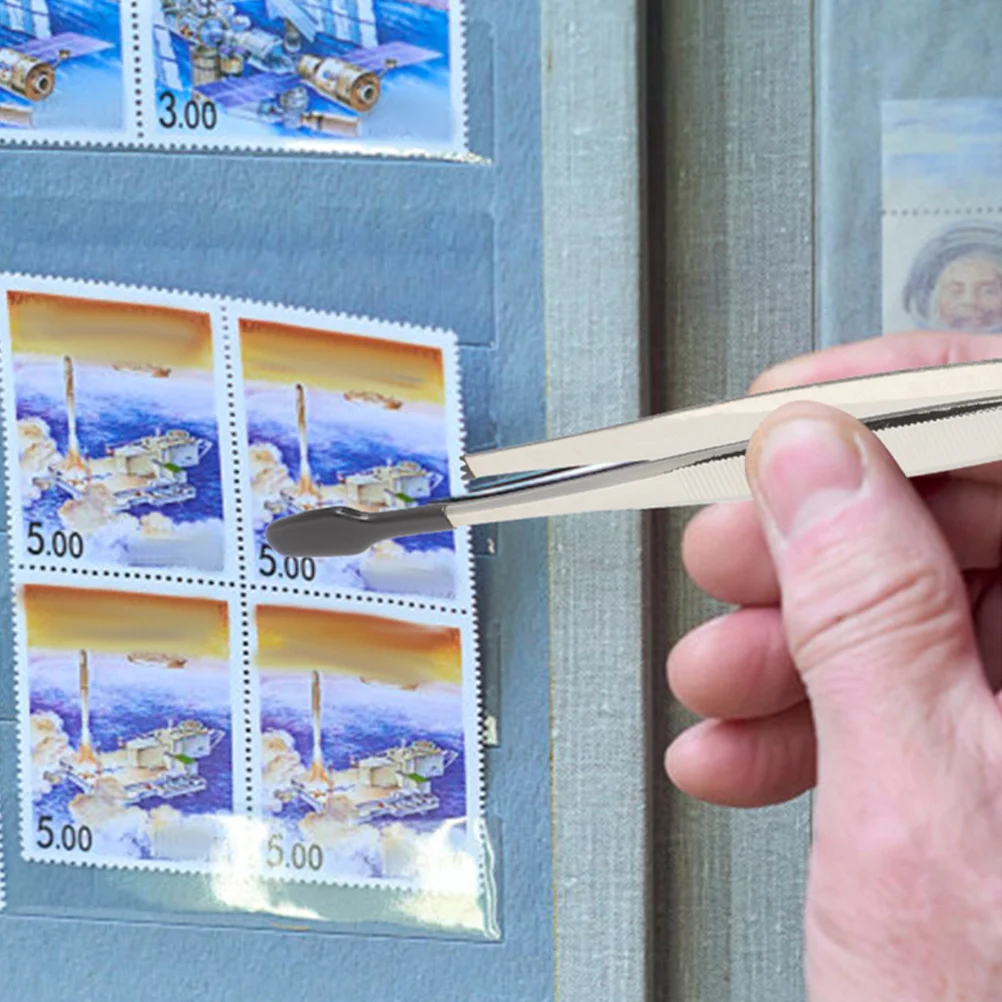 4 szt. Antypoślizgowe pincety ze stali nierdzewnej z trwałymi silikonowymi końcówkami do precyzyjnych prac, stemplowania rzęs, monet, zdobienia paznokci