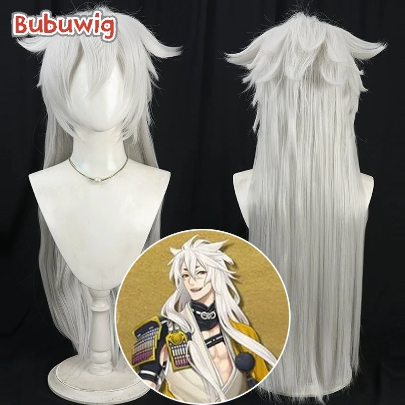 

Bubuwig Synthetic Hair Kogitsunemaru Cosplay Wigs Touken Ranb Kogitsunemaru 90cm Long Straight Silver White Wig Heat Resistant