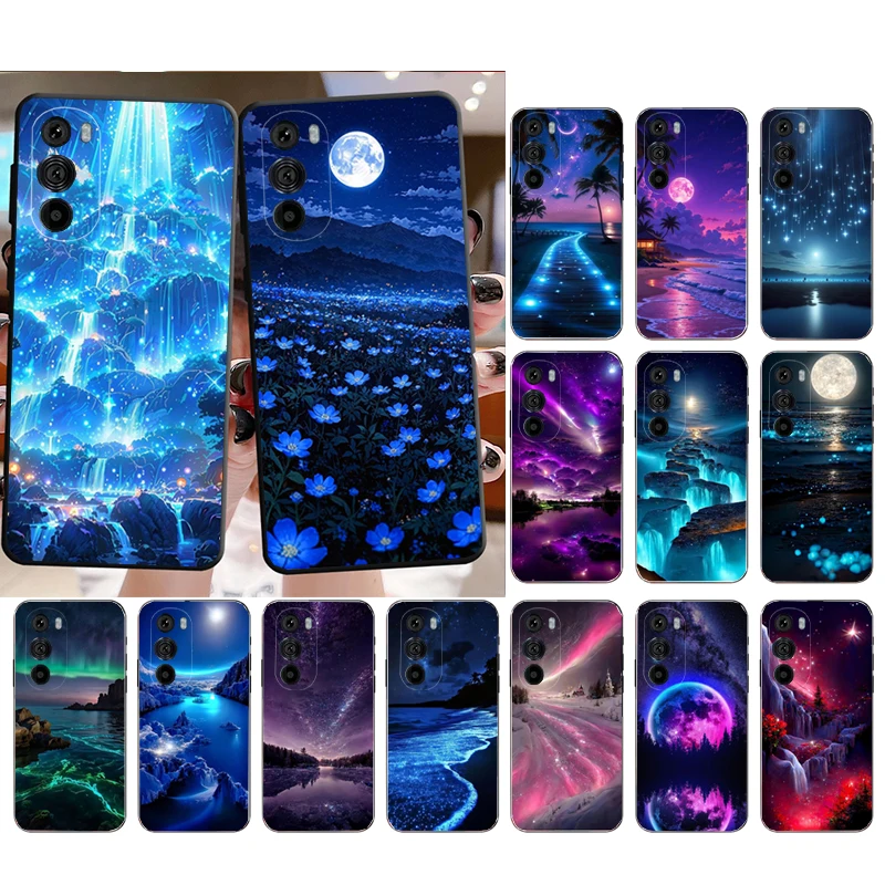 حافظة هاتف لهاتف موتورولا إيدج 50 40 برو 60 50 40 30 Ultra Neo Fusion Moto G Play G Stylus G Power G Moonlight Beach Scenery