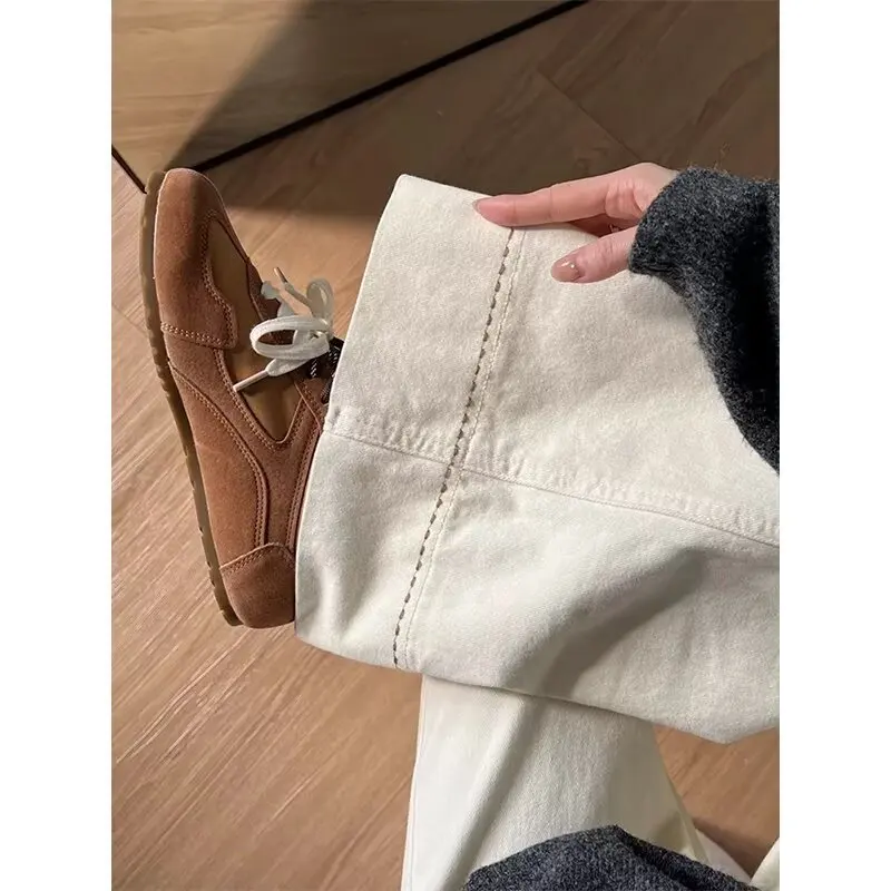 2025 خريف شتاء هاراجوكو شيك نمط ياباني مريح جينز دنيم فضفاض