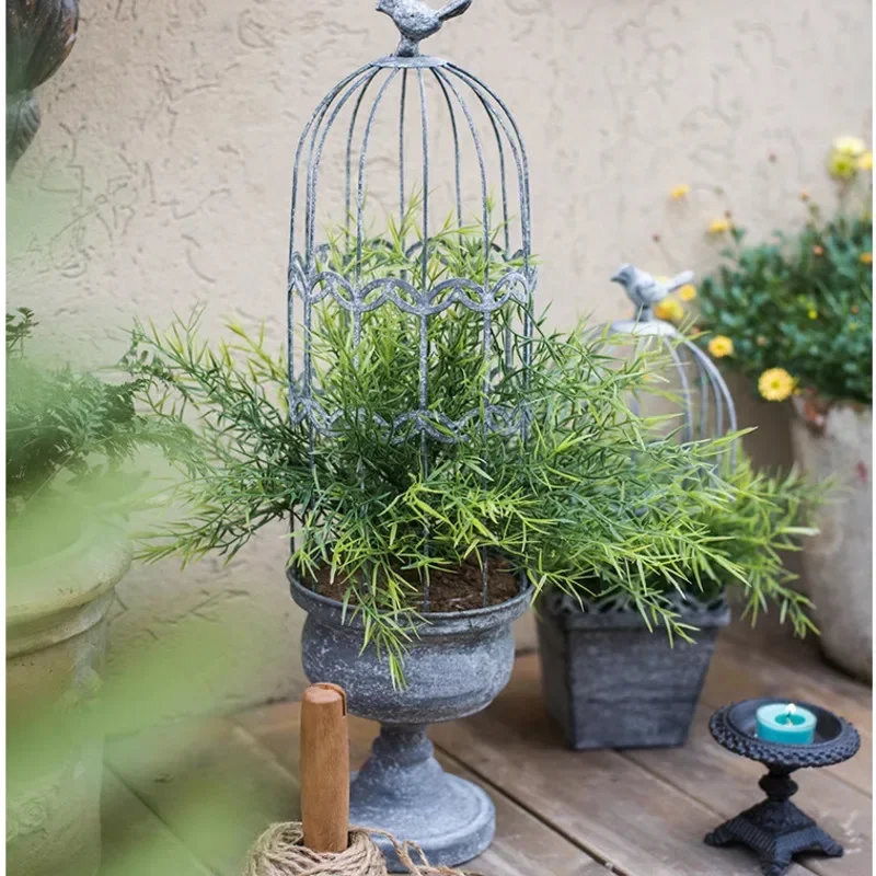 Vintage Bird Cage Plant Pot, wspinaczkowa doniczka z winorośli, żelazko stary stojak na kwiaty, wszechstronny praktyczny domowy ogród