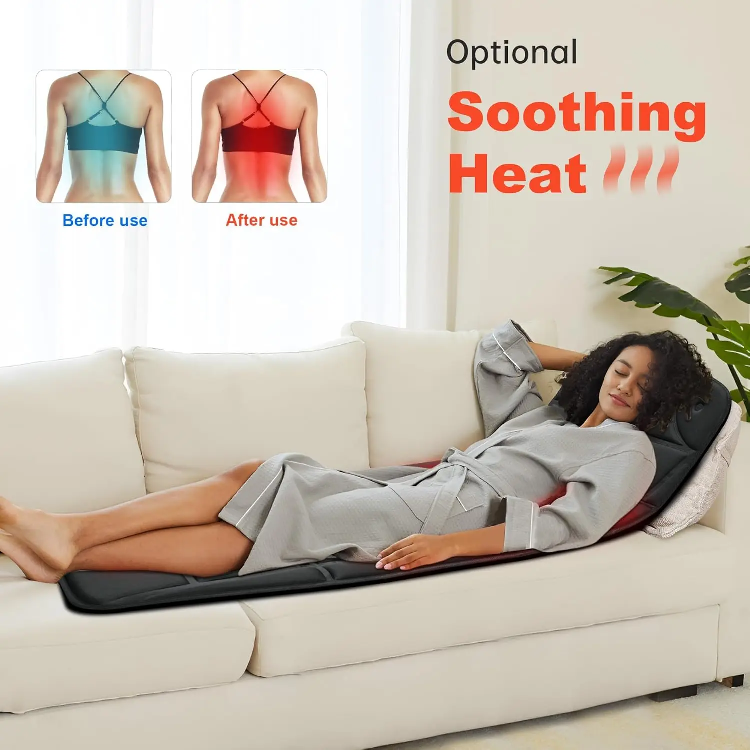 CILI Full Body Massage Mat with Heat, Vibration Back Massage Pad, Full Body Massager for Bed Chair Sofa, Massage Mattress Pad, G