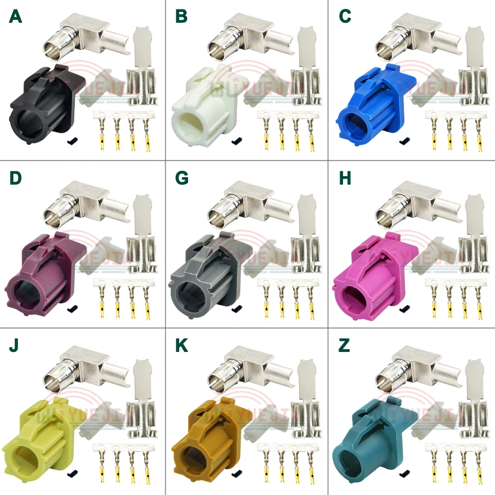 1Pcs 4 Pin Code A/B/C/D/G/H/J/K/Z Female Jack Right Angle HSD LVDS Connector Crimp Assembly for 4-Core Dacar 535 Coaxial Cables