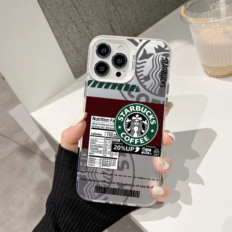 Luxury S-Star-Bucks Phone Case for IPhone 16 15 14 13 12 11 Pro Max X XR XS MAX 8 7 Plus Candy Matte Shockproof Back Cover Shell