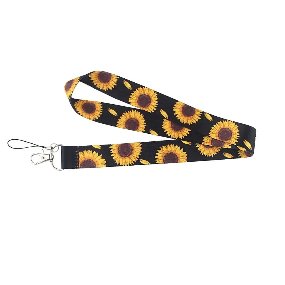 Phone Hang Rope ID Badge Holder KeyRing Holder Plant  Neck Straps Sunflower Phone Lanyard Mobile Phone Strap Phone Hang Ropes