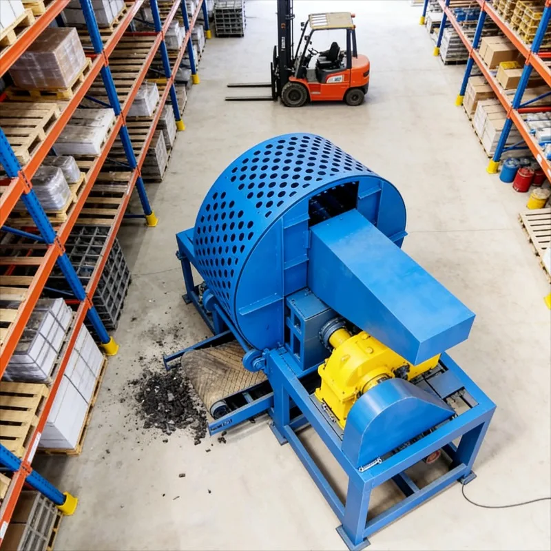 Customized Tire Shredder Machine Double Shaft Large Hydraulic Crusher With Replaceable Blades For Rubber Chips
