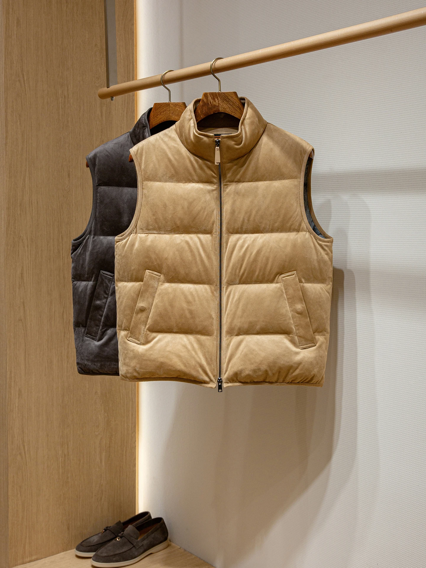 

ZZ custom-woven 90 white goose down filled men's casual warm down vest