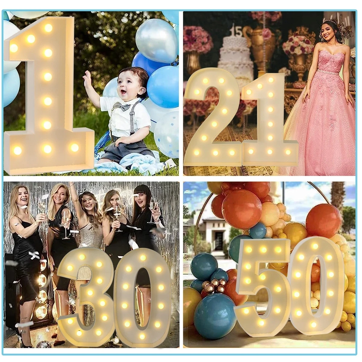 Giant Birthday Figure Led Light Balloon Filling Box 1st Birthday Decoration Birthday Balloon Frame Anniversary Decor Baby Shower