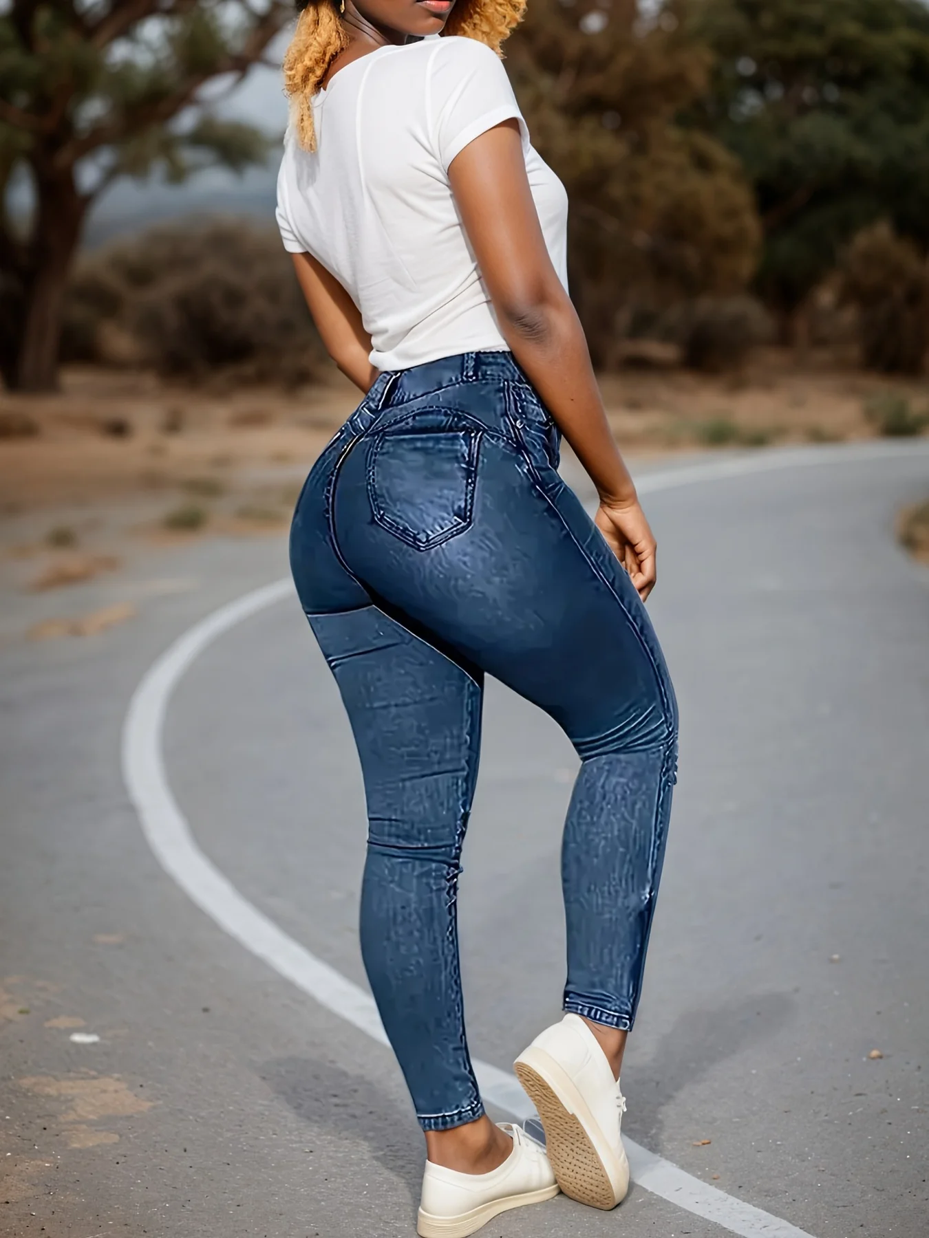 بنطال جينز نسائي عصري متعدد الجيوب بقصة ضيقة مع حاشية بسحاب، مناسب للارتداء اليومي غير الرسمي للسيدات #2