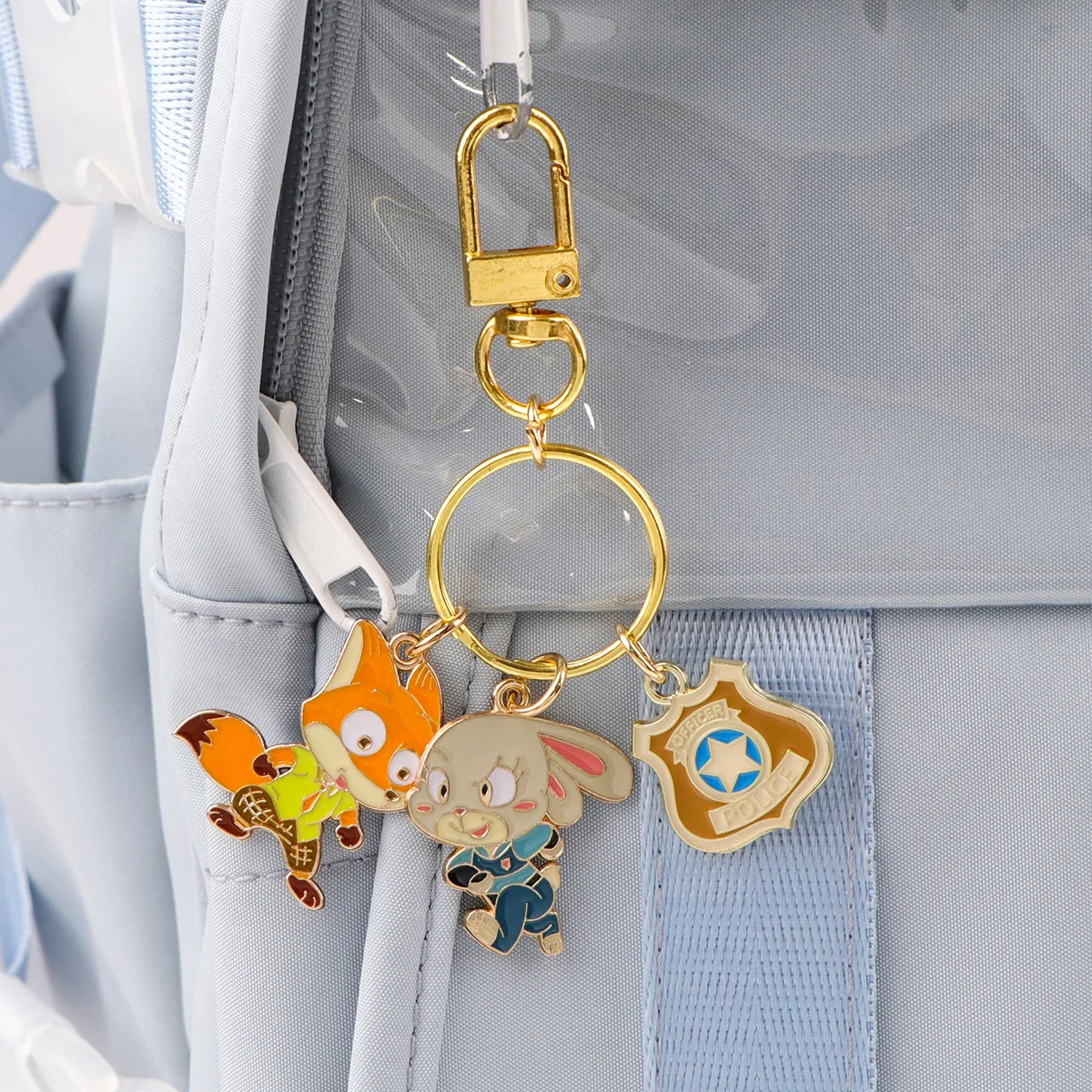 

Fox and Rabbit Metal Keychain Animation Motorcycles Cars Key Chain Backpack Accessories Women Fashion Keyring Gifts for Friends