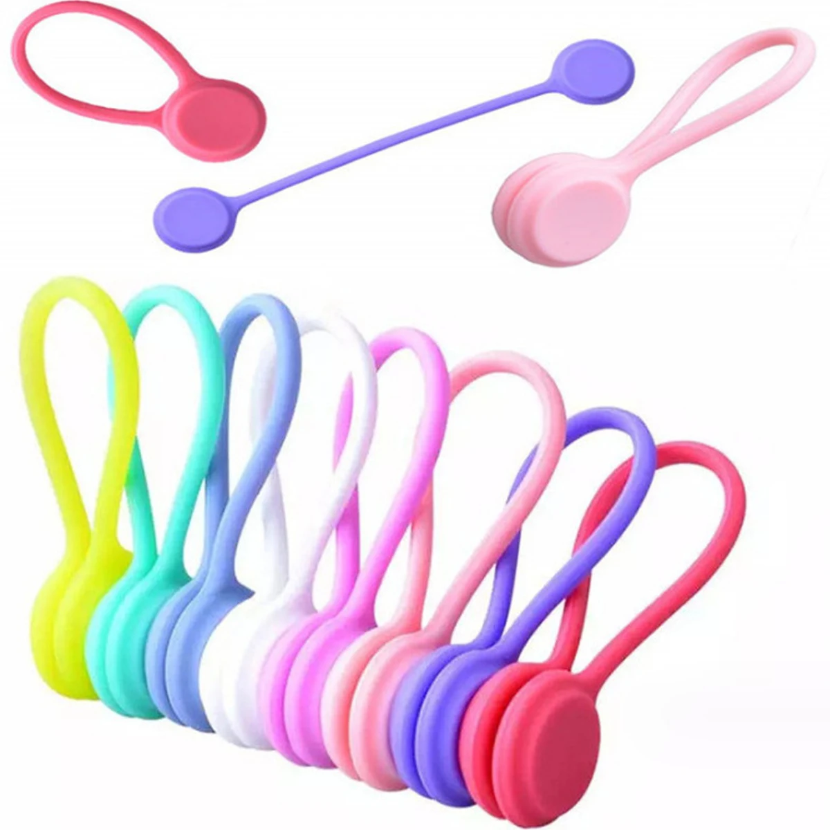 Creative Magnetic Earphone Cable Organizer Silicone Data Cable Holder Mobile Phone Earphone Wrangler Desk Neatness