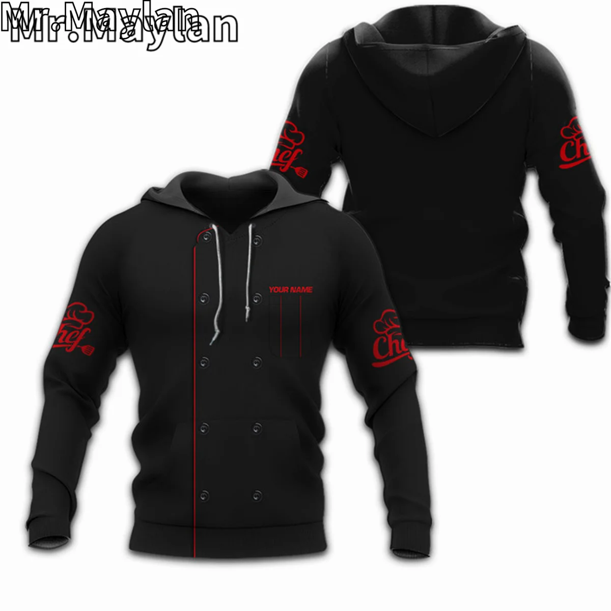 CUSTOM NAME CHEF UNIFORM CHEF KNIVES 3D Unisex Hoodie Men/Women Sweatshirt Streetwear Zip Pullover Casual Jacket Tracksuits R746