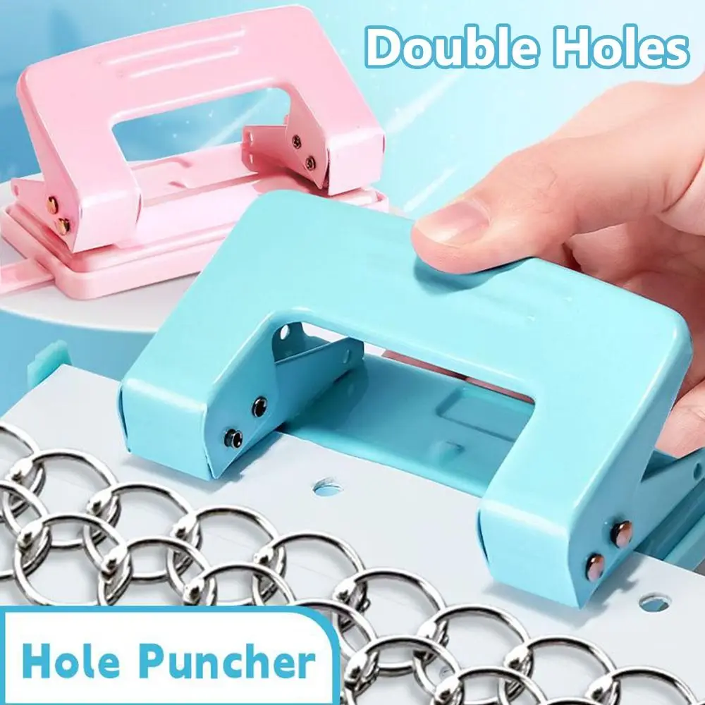 Metal Double Holes Puncher Double Holes Binding Aid Tools Round Hole Puncher DIY Punching Tool Round Paper Puncher School Office