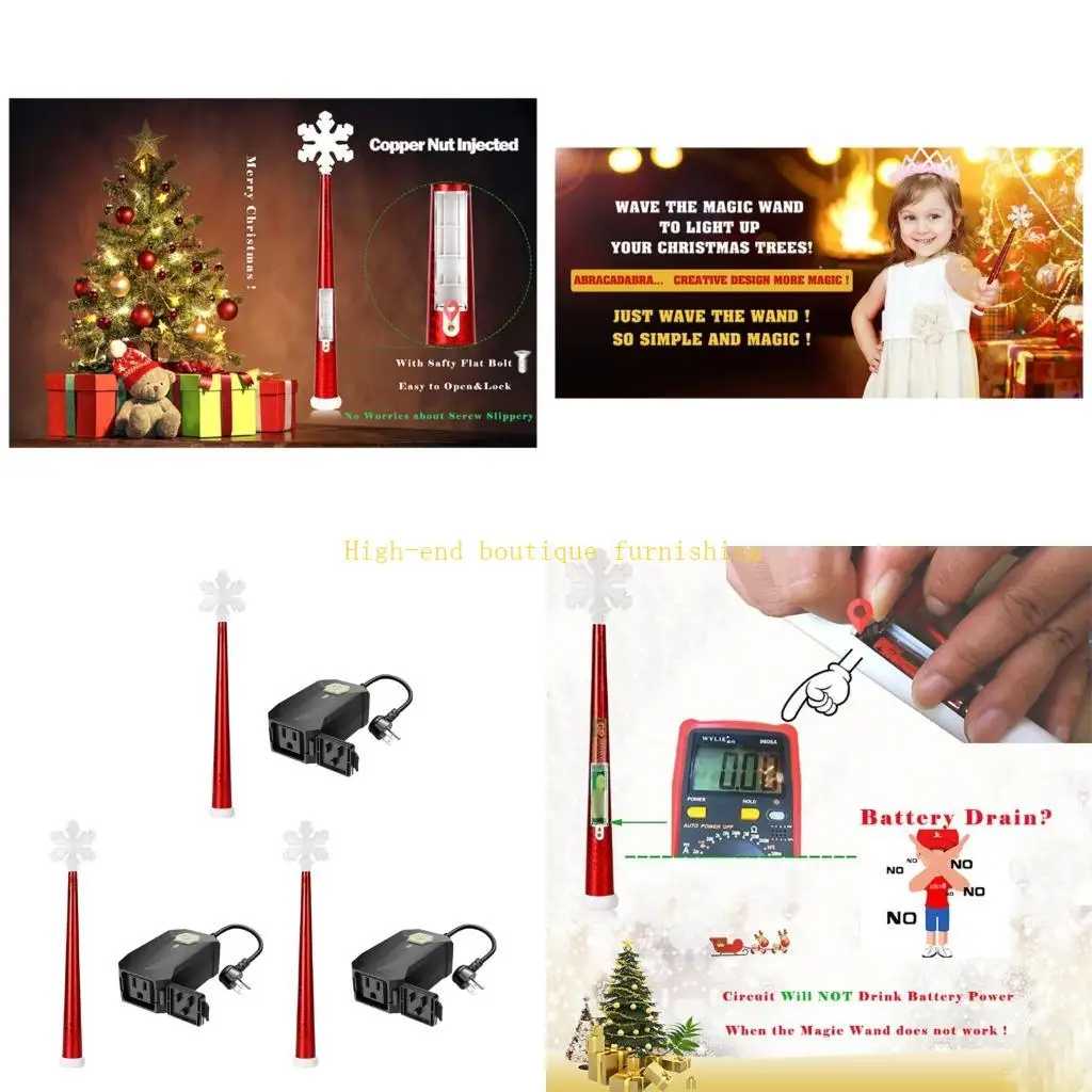

L9NB Magics Wand Christmas Light Controller, Musical LED Star Controller, Wireless Remote Control Switchs Outlet Kitss for
